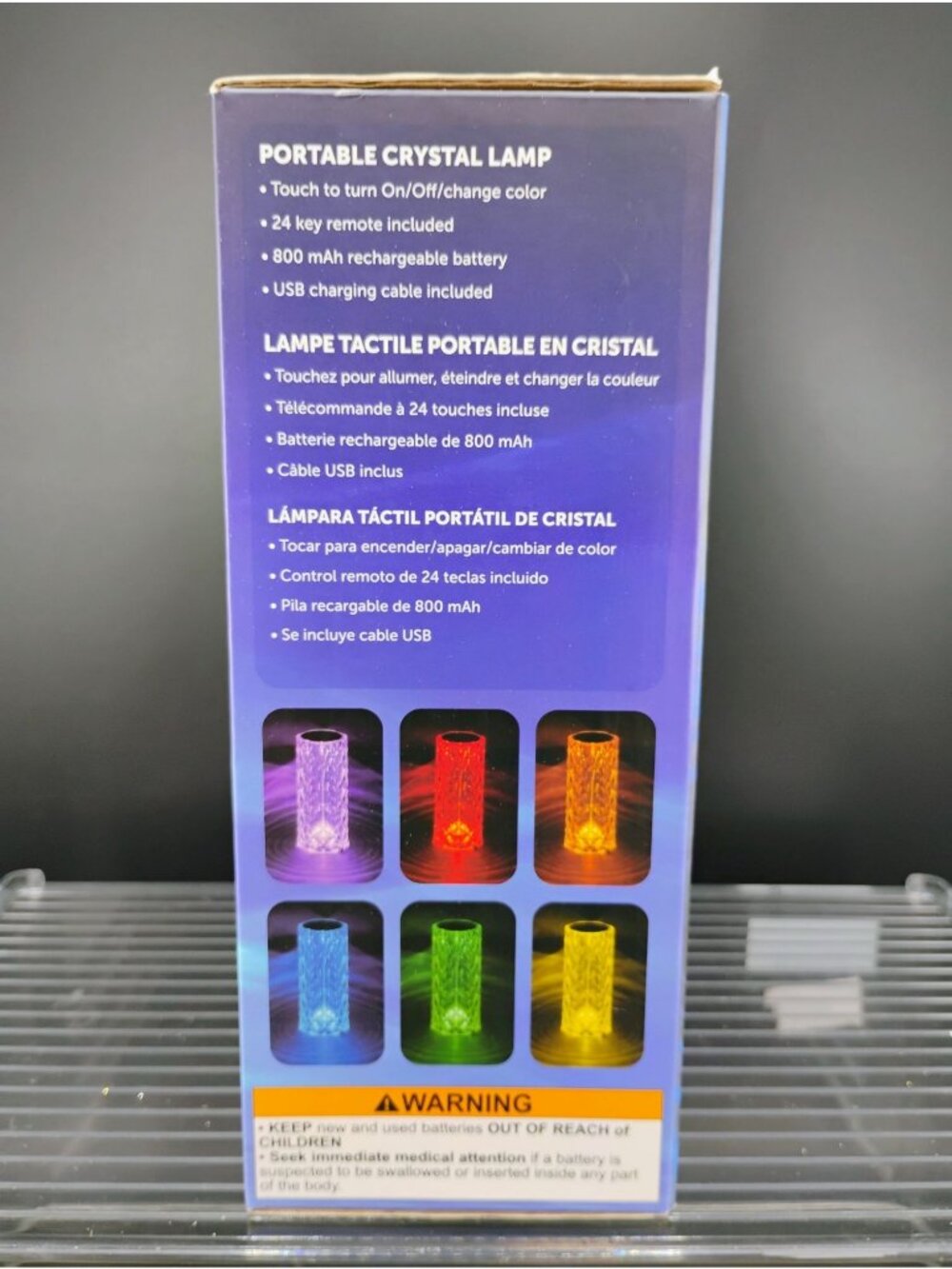 Crystal LED Color Changing Touch Lamp W/ Remote 16 Light Options - Picture 2 of 8